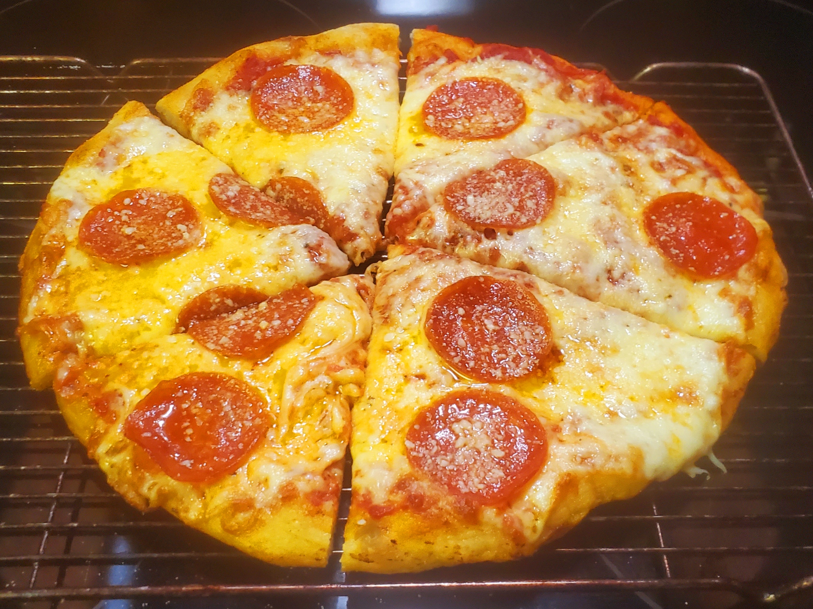 Thin crust done on the steel