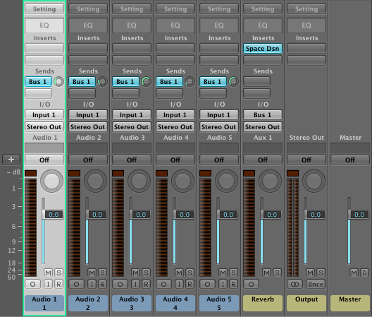 A simple send effect configuration in Logic